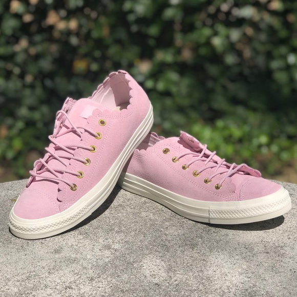 Converse CTAS OX Frilly Thrills Suede Sneakers - Picture 8 of 10